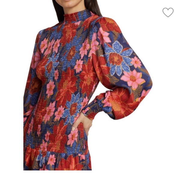 ❌❌ SOLD❌❌Farm Rio 🌴🔥Navy Garden Smocked Mini dress - Picture 4 of 12